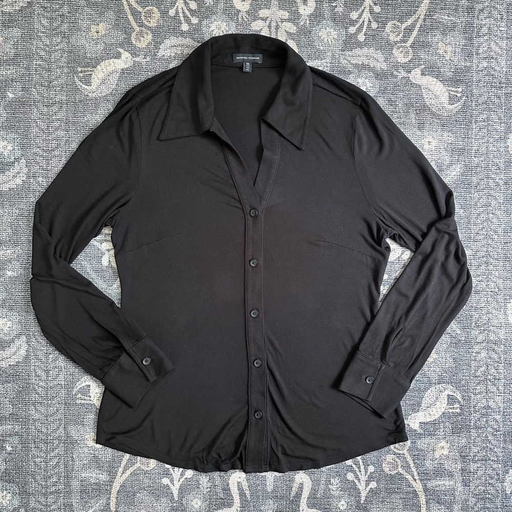 Universal Standard Classic Black Button Down Soft… - image 1